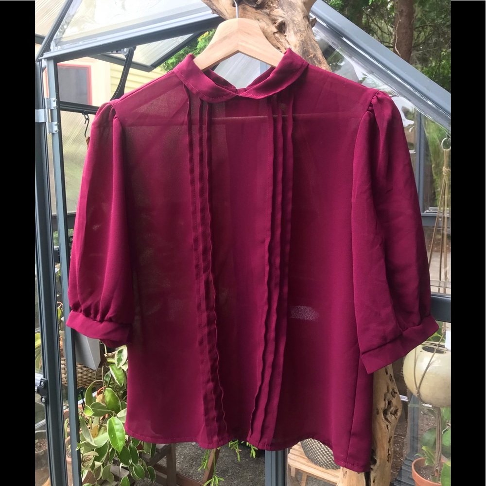 VTG Sheer Button Back Top